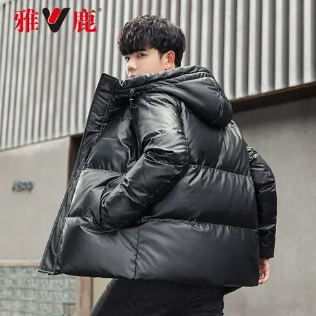 雅鹿官方羽绒服男2023年新款男装短款加厚亮面时尚休闲免洗外套YZ图片