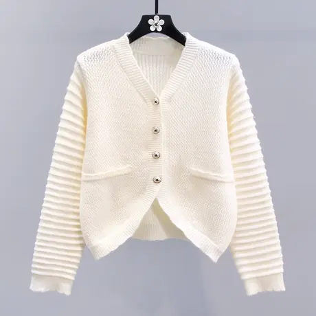 小香风软糯毛衣外套女秋冬2023新款宽松慵懒风高级感短款针织开衫图片