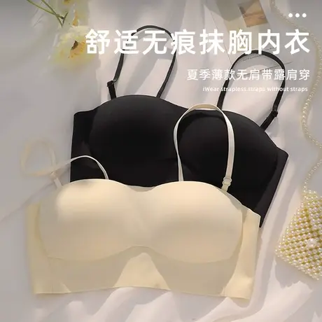 薄款抹胸式内衣女半杯无肩带裹胸大胸显小美背无痕小胸聚拢文胸夏商品大图