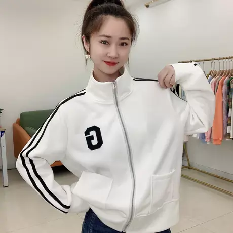 立领棒球服女欧货2023春秋新款时尚显瘦炸街休闲运动开衫短外套女商品大图