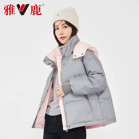 V/雅鹿羽绒服女短款2023新款反季秋冬洋气撞色时尚韩版冬装外套商品大图