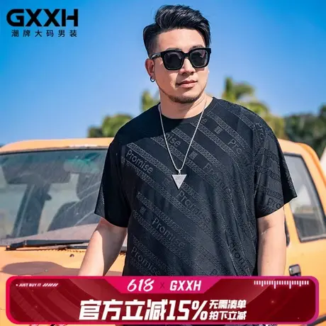 GxxH大码男装潮牌百搭休闲圆领宽松2025夏季新款冰丝滑短袖T恤衫图片