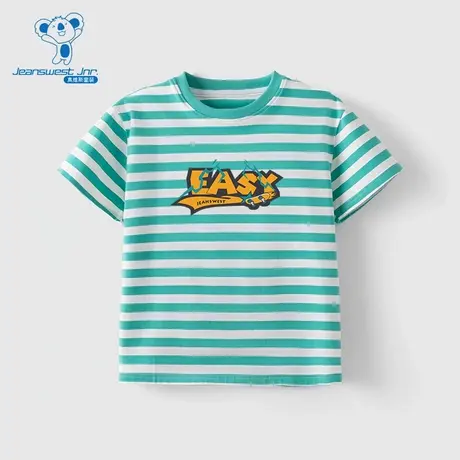 GD真维斯童装短袖T恤2025夏季新款条纹圆领新款宽松百搭T恤上衣潮商品大图