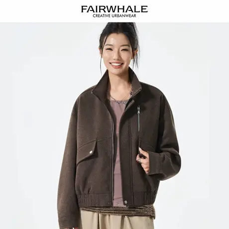 马克华菲美式复古立领飞行员夹克女2025新款春秋宽松休闲百搭外套图片