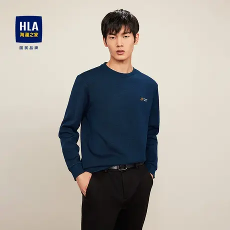 HLA/海澜之家时尚刺绣卫衣加绒加厚舒适保暖套头衫图片