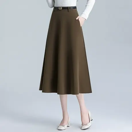 时尚通勤a字裙女2025春秋新款高腰显瘦半身裙气质伞裙百搭中长裙图片