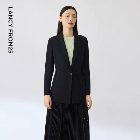 [朗姿奥莱]LANCY/朗姿2025年春新款气质黑色高级感通勤修身收腰西商品大图
