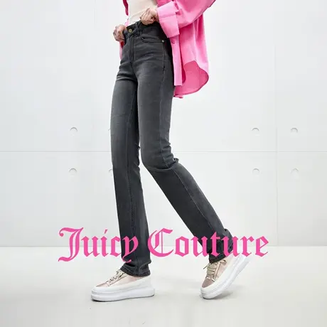 Juicy Couture橘滋牛仔裤女2025年秋季新款洗水黑色紧身修身长裤商品大图