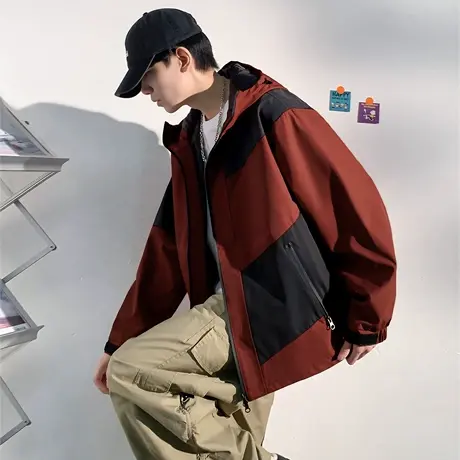 唐狮春季新款外套男休闲运动外套工装连帽外套男士夹克外套潮TD商品大图