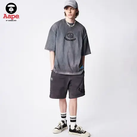 Aape旗舰店男装春夏复古做旧字母图案潮流短裤6993XXK商品大图