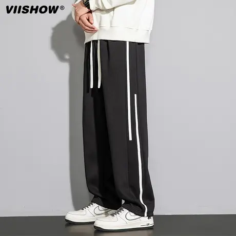 VIISHOW休闲裤春秋季潮牌卫裤宽松休闲潮牌直筒长裤加绒运动裤子商品大图