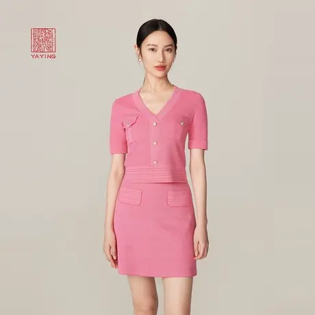 [小香风]EP雅莹高端系列  优雅丝羊毛羊绒V领针织衫2022新款9108A图片