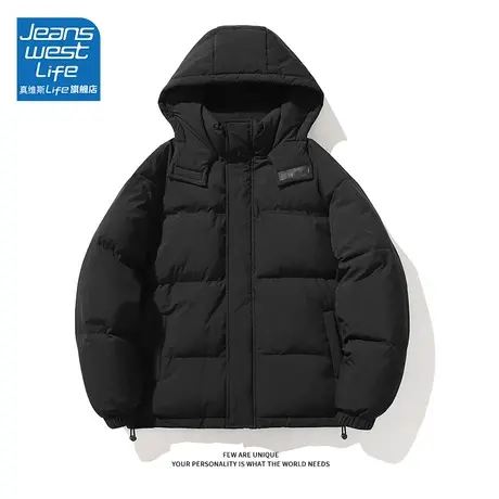 真维斯LIFE冬季羽绒服女2023新款黑色高级时尚连帽棉服面包服外套商品大图