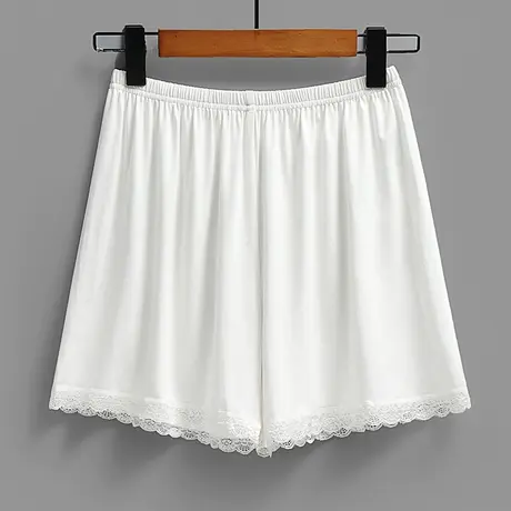 莫代尔白色蕾丝花边打底裤保险衬裤女短裤遮屁股薄图片