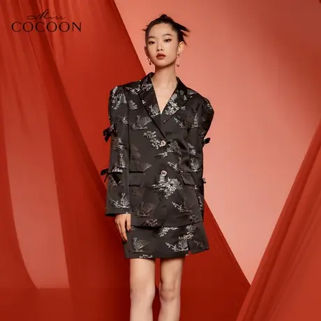 MISSCOCOON新中式蝴蝶结西装外套女2023新款春季时尚设计国潮西服商品大图