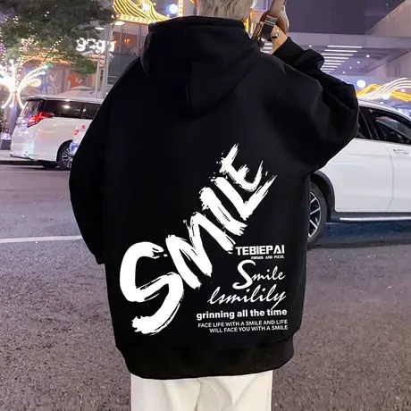 宽松潮流纯棉连帽卫衣男春秋季2025新款美式外套男生帽衫重磅衣服商品大图