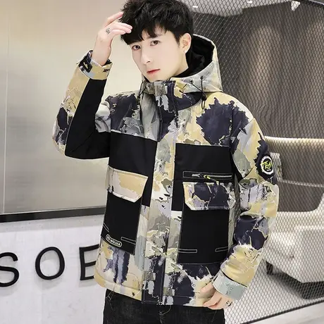 2022新款棉衣男冬季加厚棉袄外套韩版潮流宽松潮牌工装迷彩棉服男图片