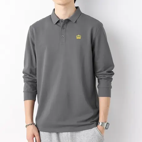 珠地棉长袖polo衫翻领t恤男潮牌潮流商务休闲保罗打底衫有领秋衣商品大图