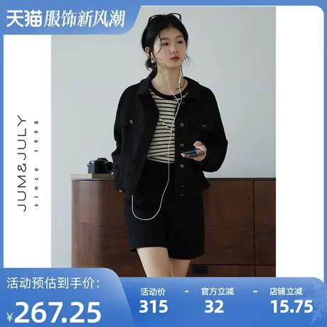 嘉茱莉2023新款工装夹克上衣外套女小个子短款宽松复古衬衫1OO棉商品大图