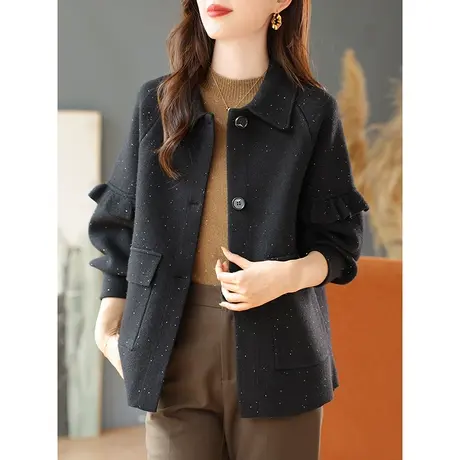 宝诗黎翻领亮片针织短外套时尚宽松开衫上衣2024春季新款休闲女装商品大图