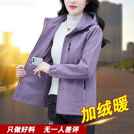 女士外套秋冬款女冬季新款加绒加厚2022中老年妈妈夹克冲锋衣秋冬商品大图