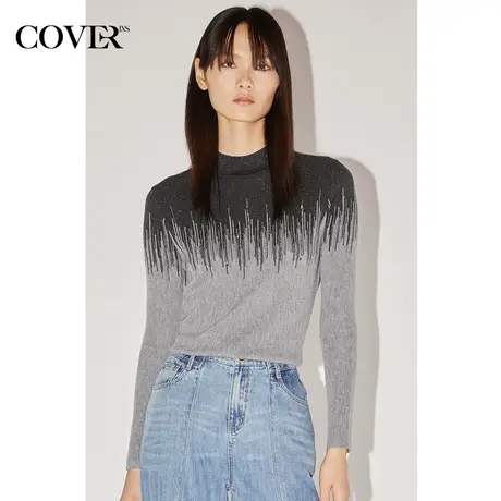 COVER冬季渐变色吸睛亮葱感百搭针织衫图片
