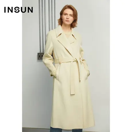 INSUN恩裳冬季羊毛大翻领毛呢外套图片