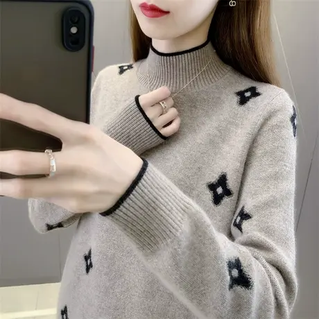 女士半高领毛衣女小众设计感冬季2023年新款爆款打底衫女内搭秋冬商品大图