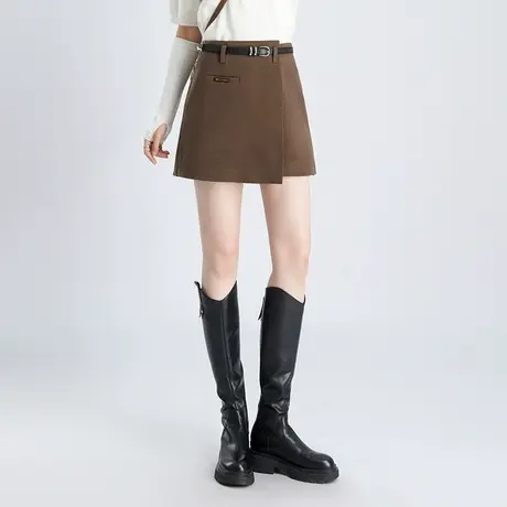 不规则a字裙裤女短裤子秋冬2023新款时尚高腰显瘦阔腿休闲靴裤厚图片