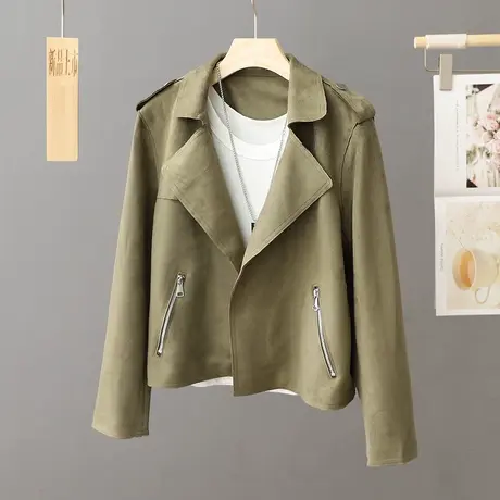 2024秋季新款宽松显瘦机车风短外套女士休闲夹克港风短款外套女装图片