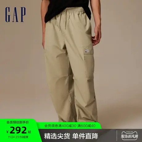Gap男女装春秋工装宽松廓形斜纹布休闲裤户外舒适降落伞裤811135图片
