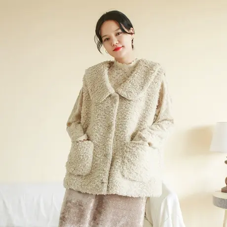 【买一送一】秋冬新品羊羔毛绒绒马甲外套大码洋气外穿淑女上衣图片