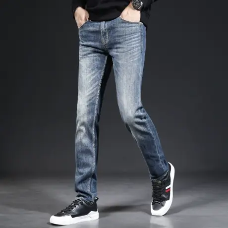 美式休闲宽松牛仔裤男直筒秋季2023新款复古蓝水洗男士牛仔裤中年商品大图