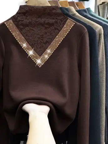 半高领德绒打底衫女春秋冬百搭修身内搭加厚双面绒长袖t恤上衣女商品大图