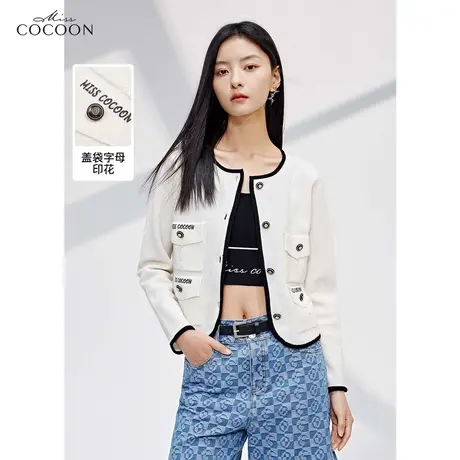 missCOCOON法式小香风针织开衫女2023新款春季时尚洋气千金短外套商品大图