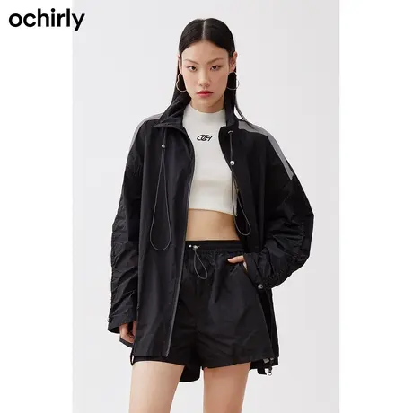 【呼呼严选专享】欧时力 机能风中长风衣秋抽绳休闲外套图片