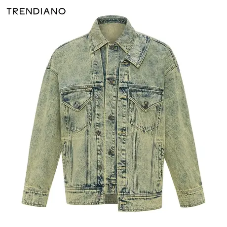 TRENDIANO做旧水洗宽松牛仔外套2024年新款复古休闲百搭上衣男潮商品大图