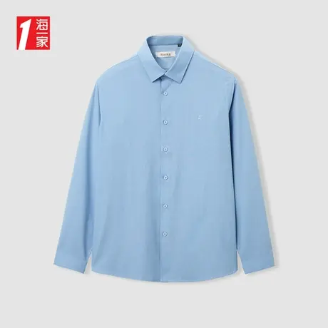 海一家简约尖领2024春季休闲舒适青年男士长袖衬衫图片