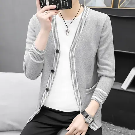 【秋冬清仓】开衫毛衣男针织衫毛线衣纯色毛衫内搭打底衫秋冬潮流图片