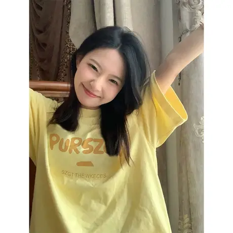 纯棉设计感短袖t恤女夏季新款小众潮牌韩版宽松奶系穿搭夏天上衣商品大图