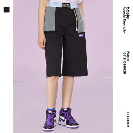 【群聊专享】bosie 22年夏季新品运动短裤男情侣休闲字母五分裤子商品大图