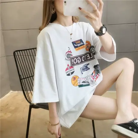 小众设计感短袖t恤女ins超火网红宽松韩版bf慵懒风半袖很仙的上衣图片