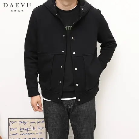 DAEVU秋新款日韩系大号潮胖子加肥加大码男士短款连帽夹克外套商品大图