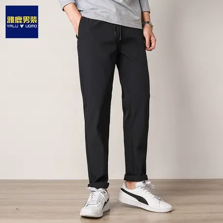 雅鹿男装休闲裤男士蜜蜂绣花小脚运动裤秋冬季加绒保暖青年长裤子商品大图