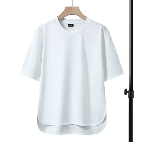 冰丝男士短袖t恤韩版夏季潮牌潮流圆领纯色半袖丅恤休闲衣服上衣商品大图