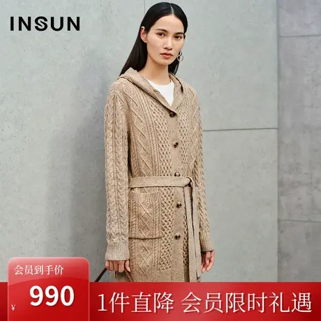 恩裳2023秋季新款彩点包覆金银丝麻花肌理美拉德针织衫羊毛开衫女商品大图