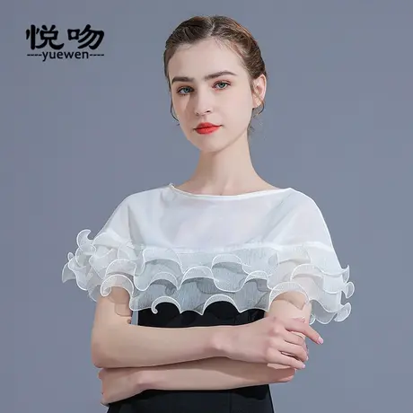 网纱斗篷披肩配裙子的外搭时尚薄款坎肩透气小披肩夏百搭短款罩衫商品大图