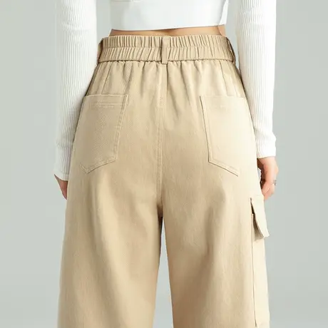 显瘦裤子秋季工装裤女2023新款高腰阔腿裤宽松休闲长裤拖地直筒裤商品大图