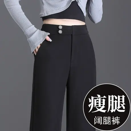 黑色阔腿裤女春秋垂感休闲长裤2023年新款时尚百搭显瘦直筒裤子潮图片