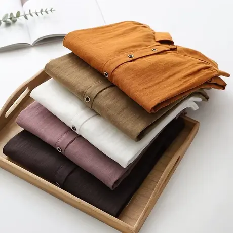 春秋季日系文艺小清新双层棉纱长袖白衬衫女学生打底职业装工作服商品大图